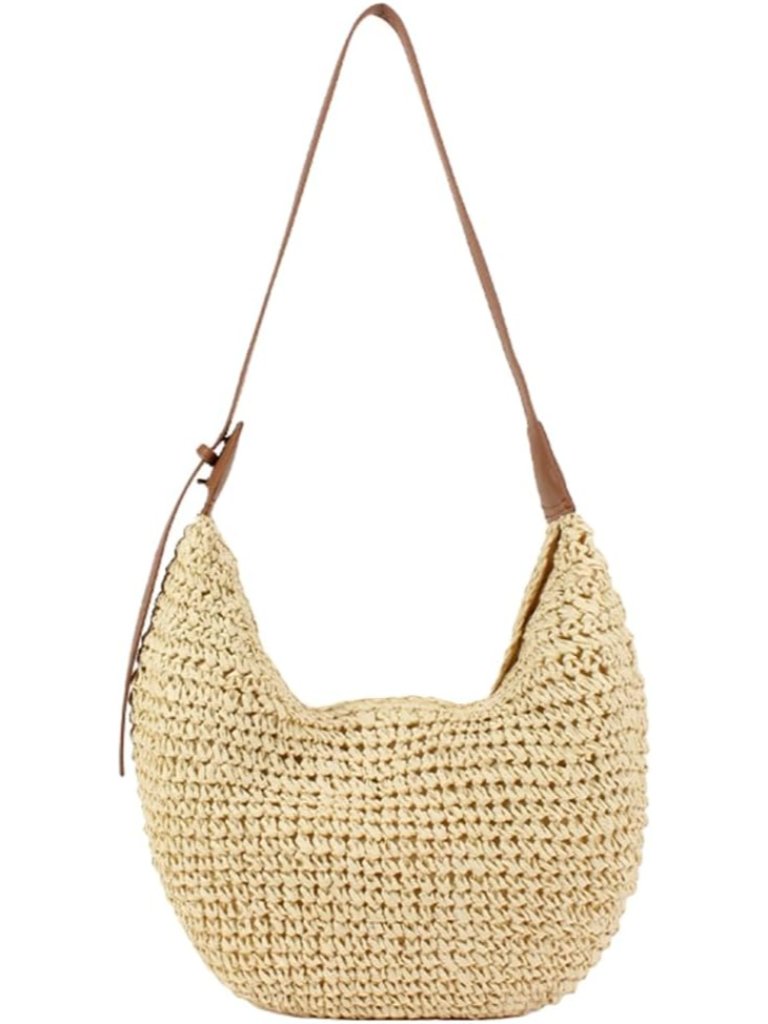 Straw Crescent Crossbody Bag For Women 2026 Summer Beach Woven Shoulder Purse Sl